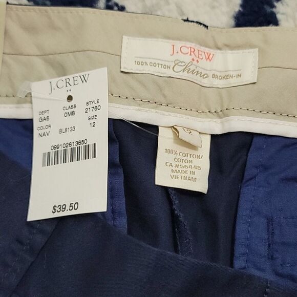 New J. Crew Navy Blue Chino Shorts Size 12 - Picture 3 of 5